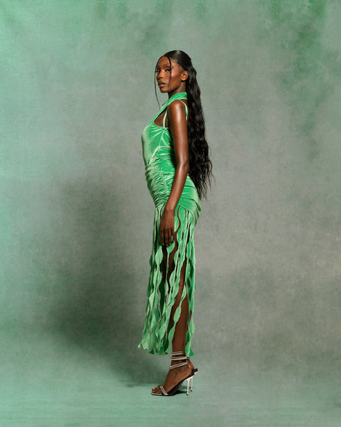 GRASS ASYMMETRIC TASSEL SKIRT